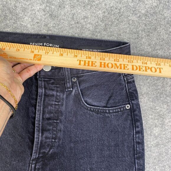 Aritzia Denim Forum The Dillon High Rise Slim 28L size 24 Black Raw Hem - Picture 4 of 13